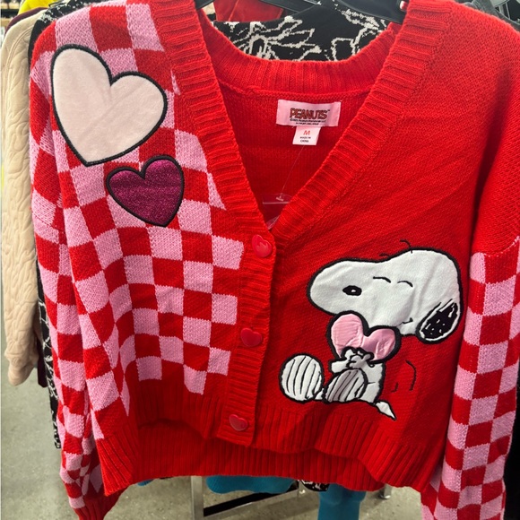 Peanuts Red and Pink Snoopy Cardigan - Picture 1 of 7